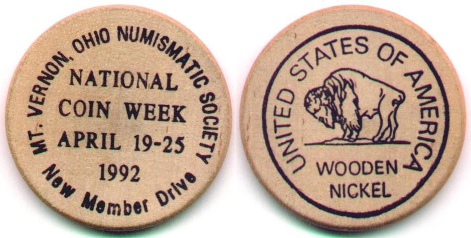 MVNS 1992 Wooden Nickel