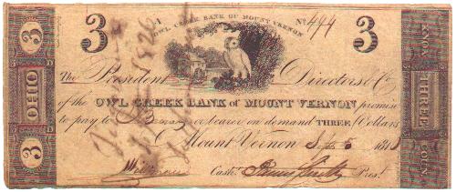 OWL CREEK BANK of MOUNT VERNON – $3